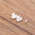 Natural heart shell beads with gold letter B and pearl on metal safety pin - Letter B