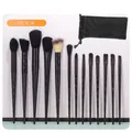 13-piece professional black makeup brush set with storage pouch and synthetic bristles - 13pcs Set + Bag / Black Gradient