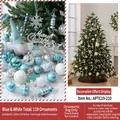 Blue and white Christmas tree ornament set with 119 pieces of various festive baubles - 210cm Christmas Tree Accessory Pack / Blue & White