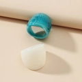 Detail of teal marble and milk white resin ring set on minimalist geometric background - One Size / Lake Blue And White