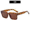 Fashionable square tortoise shell sunglasses with dark brown lenses for men and women - Leopard Frame Tea Lens (C4)