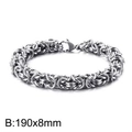 Poliertes silbernes Titanstahl-Byzanz-Kettenarmband mit 190 mm Länge und 8 mm Breite im Design - Byzantinischer Stil Geflochtene Kette 190x8mm(KB168584-Z)