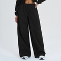 Zwarte wijde sportbroek voor dames met hoge taille en ademende, sneldrogende stof van kwaliteit - S / Premium Zwart