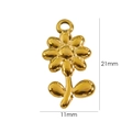 Polished 14K gold plated stainless steel flower pendant charm measuring 21mm by 11mm - Flower (21x11mm)