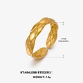 Anillo ajustable de acero inoxidable dorado con diseño geométrico acolchado clásico - Abierto Ajustable / Dorado