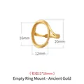 925 silver oval ring base in antique gold finish for 12x16mm amber stone inlay - 12x16mm / Antique Gold
