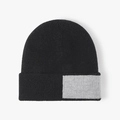 Gorro de punto negro de invierno con detalle gris y forro polar para hombre y mujer - Talla Única(Ajustable) / Negro (23B005)