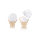 Samt-Schmuckschatulle in Eiswaffel-Optik für Ringe in Weiß und Gelb Finish - Eiscreme Beige