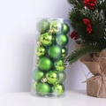Lot de boules de Noël vertes en boîte cylindre avec finitions brillantes, mates et pailletées - Vert Herbe