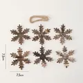 Set di sei fiocchi di neve in legno per l'albero di Natale con corda di iuta naturale - Pendaglio in Legno Stile Fiocco di Neve (Set di 6)