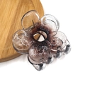 Translucent dark grey flower hair claw clip with silver glitter and gold metal spring - Hollow Plum Blossom Glitter Claw [Coffee]
