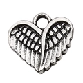 Herzanhänger aus Silberlegierung mit Flügeln, antikem Finish und oberer Aufhängeschlaufe - Herz mit Flügeln 11x10mm