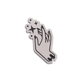 Dark punk black enamel brooch with hand and stars in silver frame for clothing - Starry Hand Gesture
