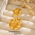 Double flower open ring in 18K gold plated stainless steel with daisy petal texture - Bright Gold Double Flower Style (1248) / Gold
