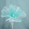 Detail of turquoise organza wedding flower with textured petals and beaded stamen - Green