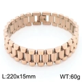 Brazalete clásico de 15mm en acero inoxidable oro rosa para hombre estilo negocios - Oro rosa