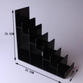 Tiered black acrylic wallet stand display with clear dimensions of 25.5cm height - 7-Tier / Black
