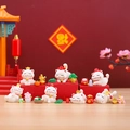 Cute resin Capybara and Fortune Cat desk ornaments in various festive poses - Set of Seven Lucky Cats (1081-18)