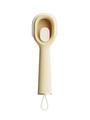 Spazzola per scarpe beige con setole in silicone morbido e anello in metallo dorato - Giallo Latte