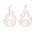 Detailed close-up of hollow flame-shaped stud earrings in elegant rose gold finish - Flame / Rose Gold