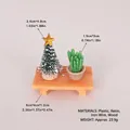 Miniature Christmas tree and cactus figurines on wooden base for DIY table decor - Style 3 Christmas Table Set (3-Piece)
