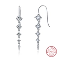 S925 sterling silver drop earrings with four graduated round cubic zirconia and silver cone - Gradient Zirconia Long Drop Hook SE52 / Silver
