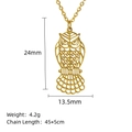 Golden geometric owl pendant necklace with size markings and 45+5cm chain length - Owl Style (LN1919 Gold)