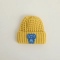 Infant yellow knit beanie with blue elephant patch for winter warmth and comfort - 44-48cm(8M-2Y) / Yellow Animal Collection