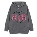 Dark grey spider web print zip-up hoodie with pink gothic lettering design - Dark Grey (Thorn Heart Print)