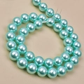 Lustrous light blue imitation glass pearls for DIY necklace jewelry making - 4mm Straight Hole/Approx 100pcs Per Strand / Azure