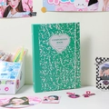 Close-up of green stone pattern A5 binder photocard album with white elastic strap - Green (No Inner Pages)