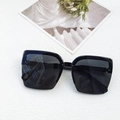 Classic black oversized square sunglasses with resin lenses and semi-rimless frames - Black and Gray
