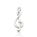 Polished silver treble clef music note pendant charm for DIY jewelry making - Polished Treble Clef-10x27mm