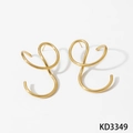 Pendientes dorados con líneas curvas abstractas irregulares y acabado metálico - Dorado (KD3349)