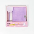 Purple plush notebook set with pom-pom pen in pink gift box with unicorn design - Purple