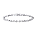 Elegant S925 sterling silver tennis bracelet featuring pear-cut white cubic zirconia - 2*4mm / Platinum Plated / 18cm