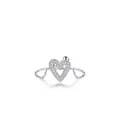 Adjustable S925 sterling silver hollow heart ring with cubic zirconia micro-pave chain - Adjustable Open / Silver