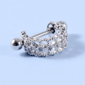Lace-design silver stainless steel cartilage stud earring with cubic zirconia accents - Style 6#