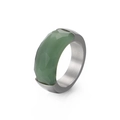 Minimalist silver titanium steel ring featuring a large faceted dark green gemstone - US 7 / Dark Green Silver (KR51543-K)