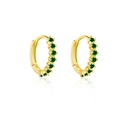 S925 sterling silver hoop earrings with green zircon stones in golden finish - 925 Silver / 18K Gold Green Stone