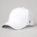 Casquette de baseball en coton blanc avec broderie croix noire et visière incurvée - Taille unique / Blanc