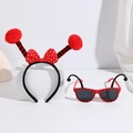 Cute ladybug costume accessories set with polka dot headband and novelty bug glasses - Red Ball Bowknot Headband + Red Glasses Long Antenna