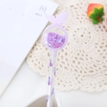 Purple glitter gel pen with butterfly motif and heart-shaped sequins in a clear round top - Butterfly Purple