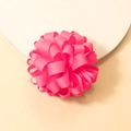 Handmade hot pink grosgrain ribbon flower hair tie with durable elastic band for kids - Rose Red