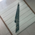 Dark green nautical print silk scarf with silver metal clasp and sailing motifs - With Leather Loop Metal Buckle / Green