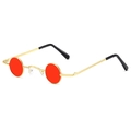 Retro punk small round sunglasses with red lenses and gold metal frames for unisex style - Gold Frame Red Lenses