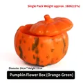 Halloween pumpkin flower box in orange and green with pine cones and maple leaf decor - Pumpkin Flower Box (Orange & Green)