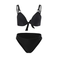 Bikini deux pièces noir avec boucles carrées et détails ajourés sur le bas de maillot - S / Haut Et Bas / Noir