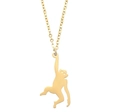 Polished gold stainless steel monkey pendant necklace for women in creative design - Monkey Climbing (LN1569)