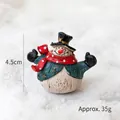 Miniature snowman figurine with black hat and red scarf for Christmas table decor 4.5cm - Snowman with Black Gloves